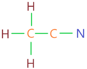 connect carbon, hydrogen and nitrogen in ch3cn 