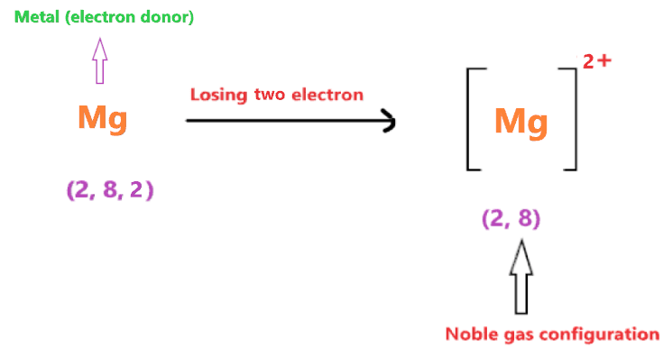 formation of cation in MgCl2 ionic compound