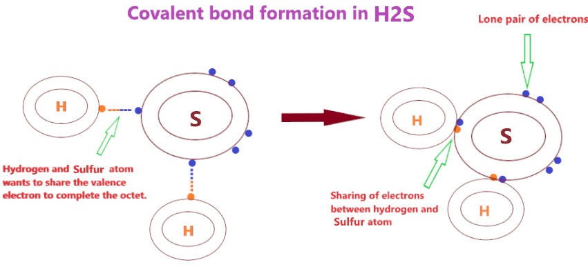 covalent bond formation in H2S