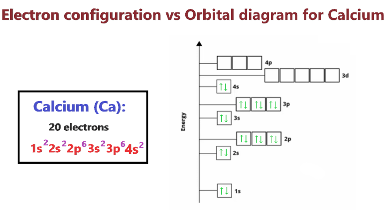 Electron configuration vs Orbital diagram for Calcium