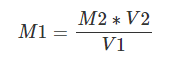 initial molarity formula in M1V1=M2V2
