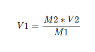 initial volume formula in M1V1=M2V2