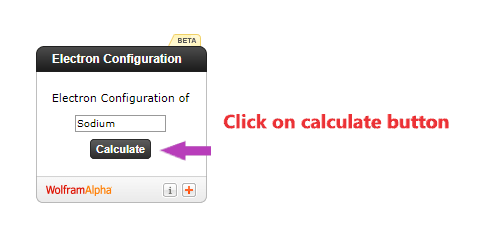 step 2 for using Electron configuration calculator