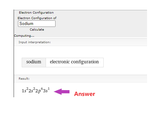 step 3 for using Electron configuration calculator