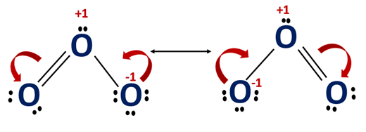 Lewis structure of O3 is represented by the following two resonance forms