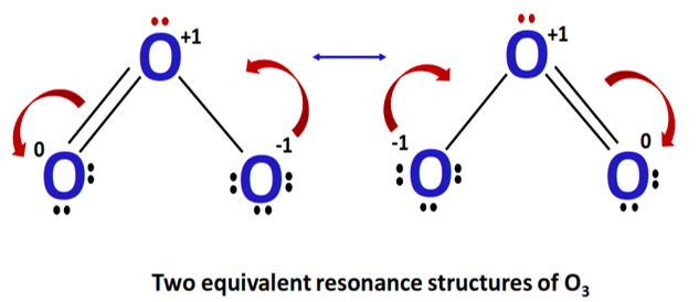 Lewis structure of ozone is a resonance hybrid of two resonance structures