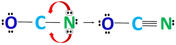 complete the octet of central atom in ocn-