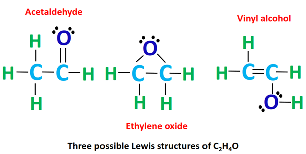 C2H4O Lewis structure, Isomers, molecular geometry, hybridization