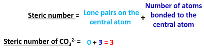 steric number for co32- hybridization