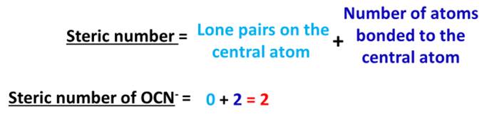 steric number for ocn- hybridization