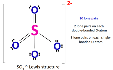 total lone pairs in so42- lewis structure