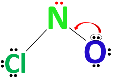 complete the octet of central atom in nocl