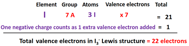 total valence electrons in I3- lewis structure