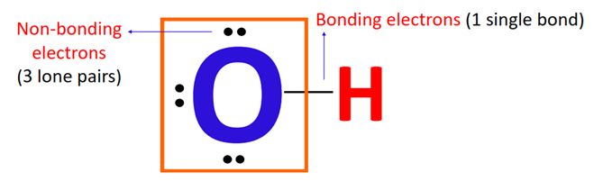 calculating formal charge on oxygen atom in OH-