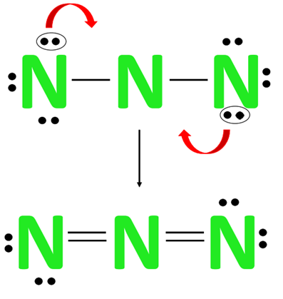 complete the octet of central atom in N3-