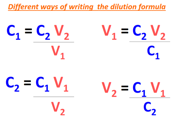 how to write c1v1 = c2v2 formula