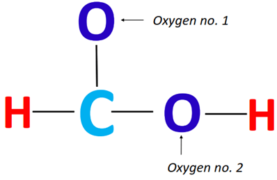 oxygen 1 and 2 in hcooh