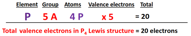 total valence electrons in p4 lewis structure