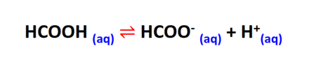 Formic acid dissociates in an aqueous solution