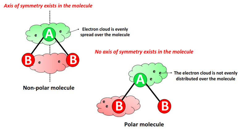 Nonpolar vs polar molecule