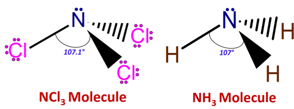 bond angle of ncl3 vs nh3