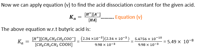 butyric acid Ka calculation