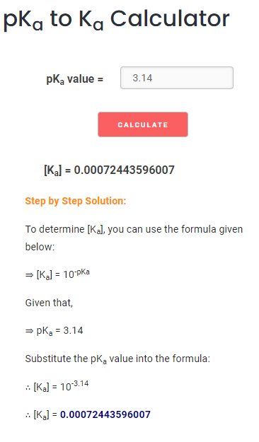 example of converting pka to ka