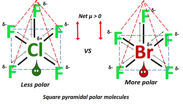 which is more polar, clf5 or brf5