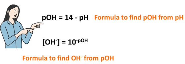 formula to find hydroxide (OH-) ion concentration from pH