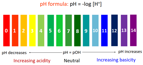 pH formula in relation with H+