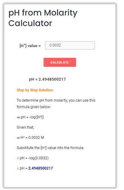 Suppose a sample of nitric acid HNO3 with a molarity of 0.0032 M, How do you calculate its pH value