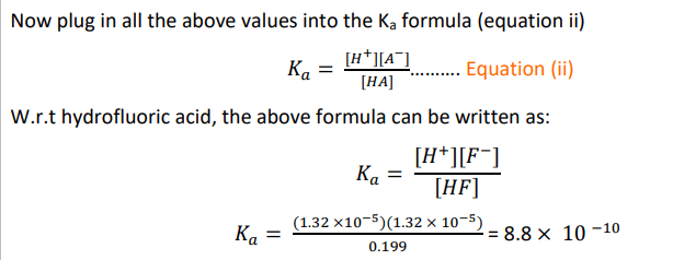 finding ka of HF acid