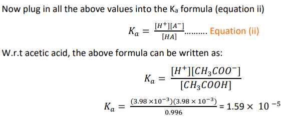 finding ka of acetic acid