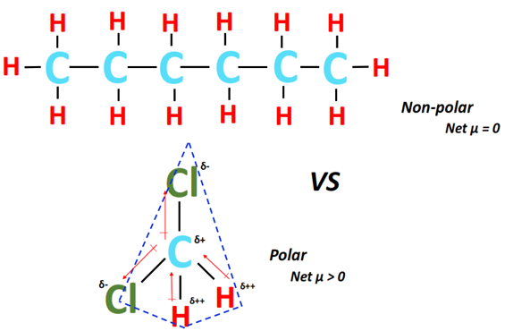 polarity of hexane vs dichloromethane