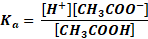 ka formula for acetic acid