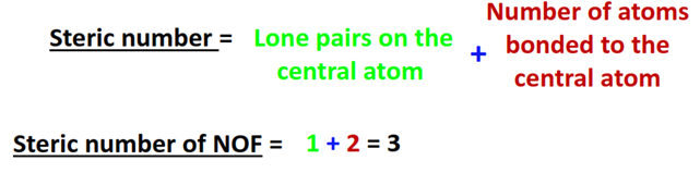 steric number for NOF hybridization