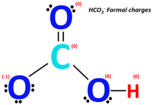 HCO3- lewis structure, molecular geometry, bond angle, hybridization