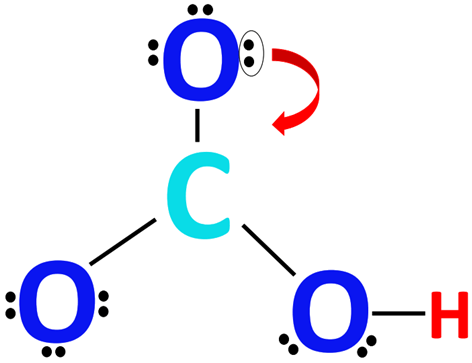 completing octet of central atom in HCO3-