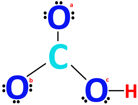 completing octet of outer atoms in HCO3-