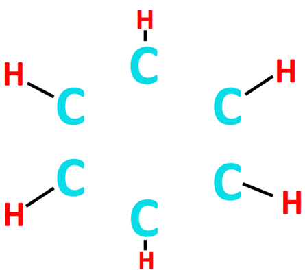 Connect the outer H-atoms with the adjacent C-atoms in C6H6