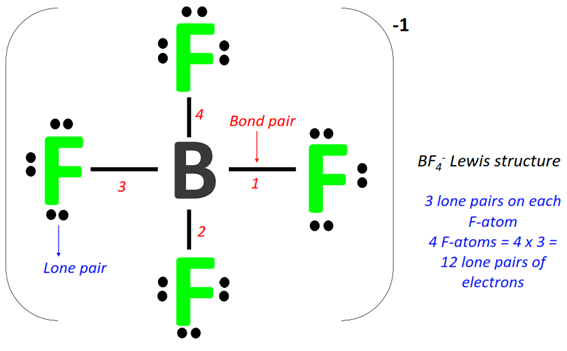 Lone pair and bond pair in BF4- lewis structure