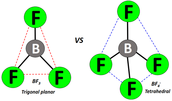 Shape of BF4- vs BF3