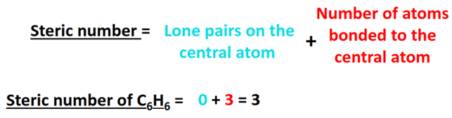 Steric number for C6H6 hybridization