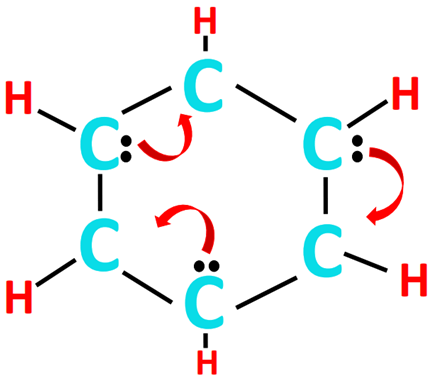 complete the octet of atoms in Benzene