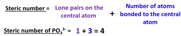 steric number for PO33- hybridization