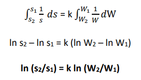 Applying the integral on both sides of s= klnW