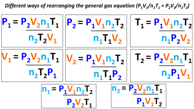 How to use (P1V1/n1T1=P2V2/n2T2) general gas equation