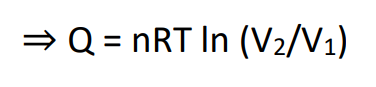 Q = nRT ln (V2/V1) formula in chemistry