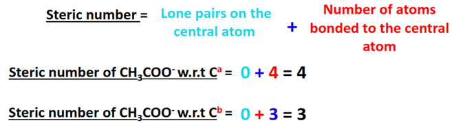 Steric number for CH3COO- hybridization