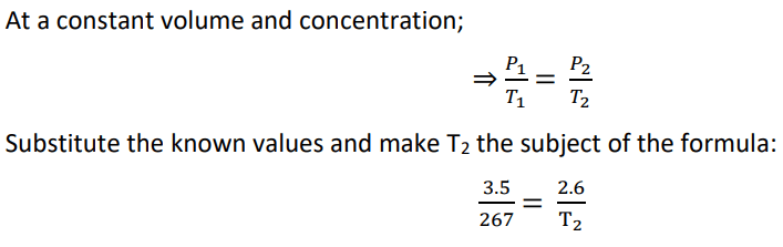 Using Gay-Lussac’s law equation P1/T1 = P2/T2 to solve for T2